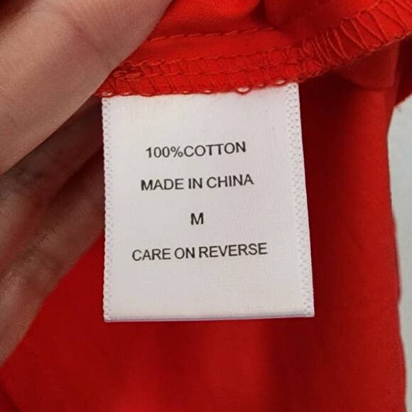 NY&C New York & Company Red Poplin Bow Front Button Up Blouse Medium NEW - Picture 5 of 10